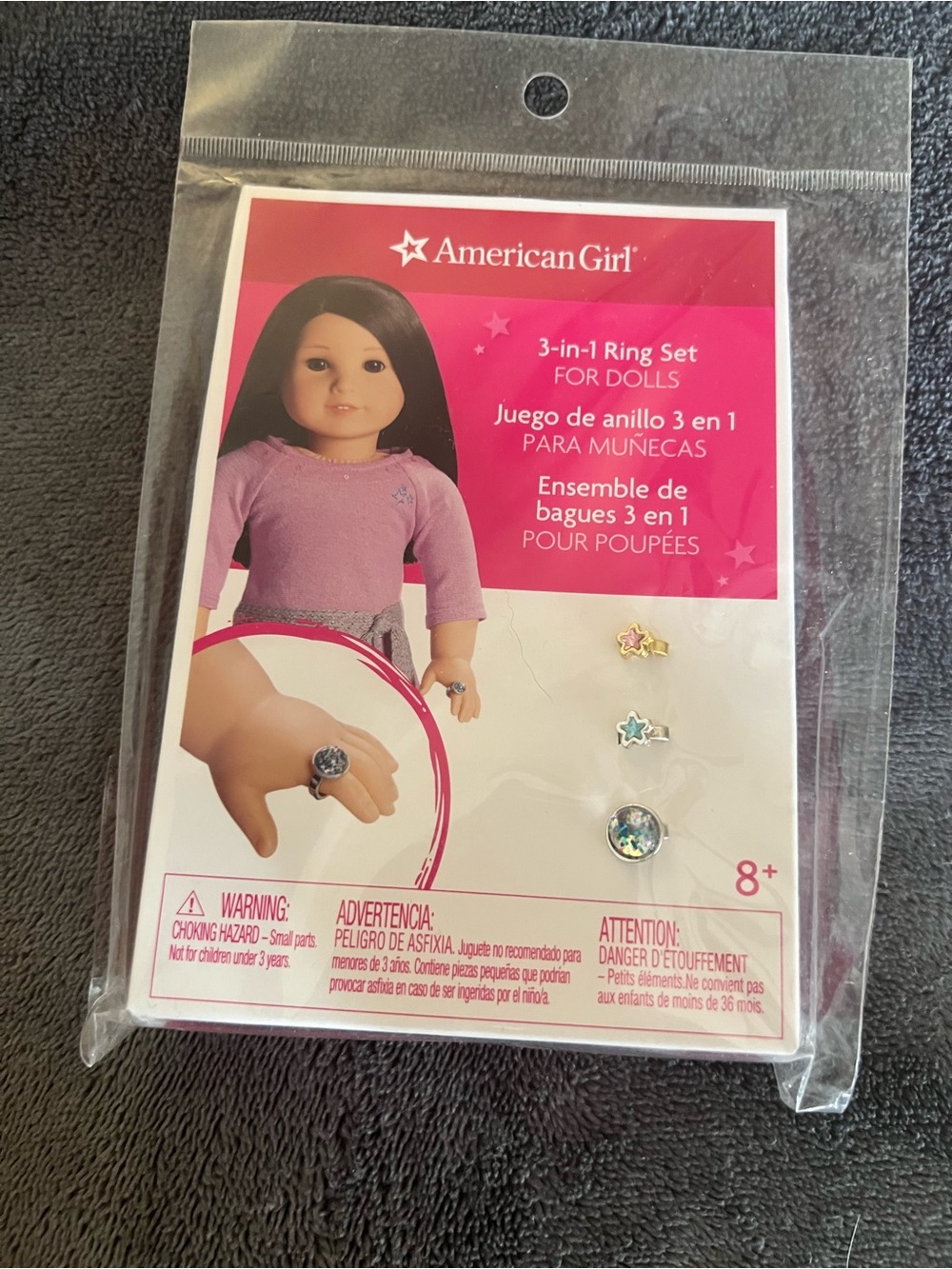 American Girl Kids' 3-in-1 Doll Ring Set NEW in original packaging-